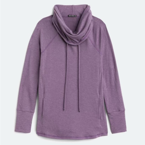Purple Cowl Neck Sweatshirt with Adjustable Neckline and Pockets - Picture 3 of 4